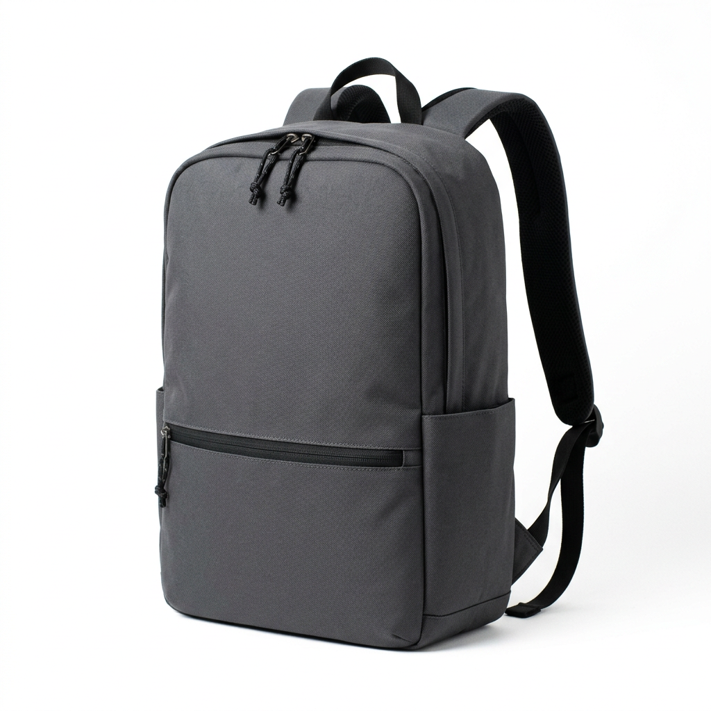 Charcoal Minimalist Commuter Backpack concept: white-background concept hero