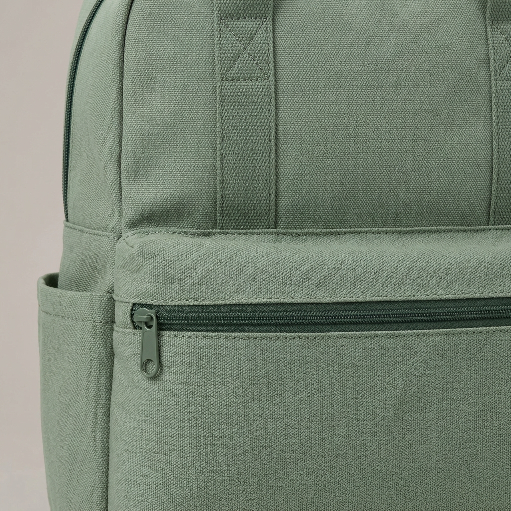 Sage Double-Handle Everyday Backpack concept: front construction detail