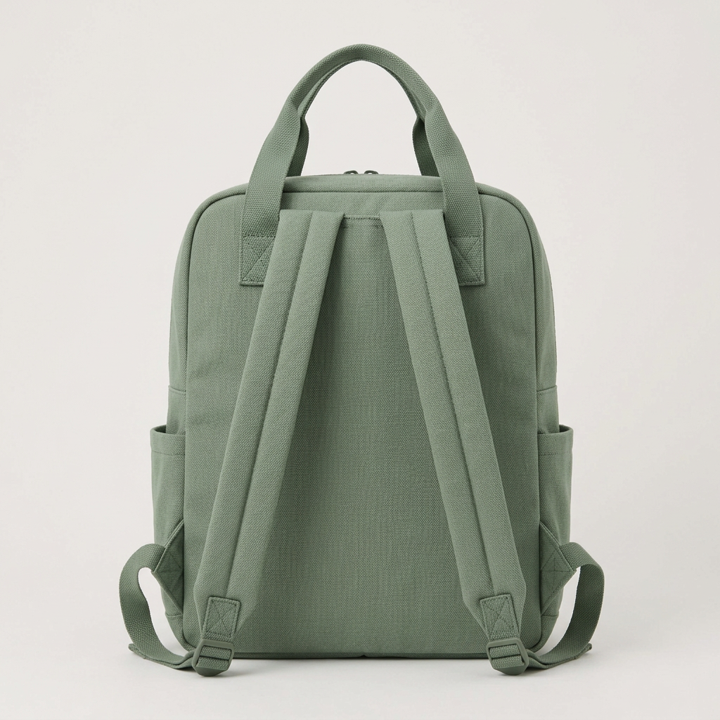 Sage Double-Handle Everyday Backpack concept: rear straps and handle