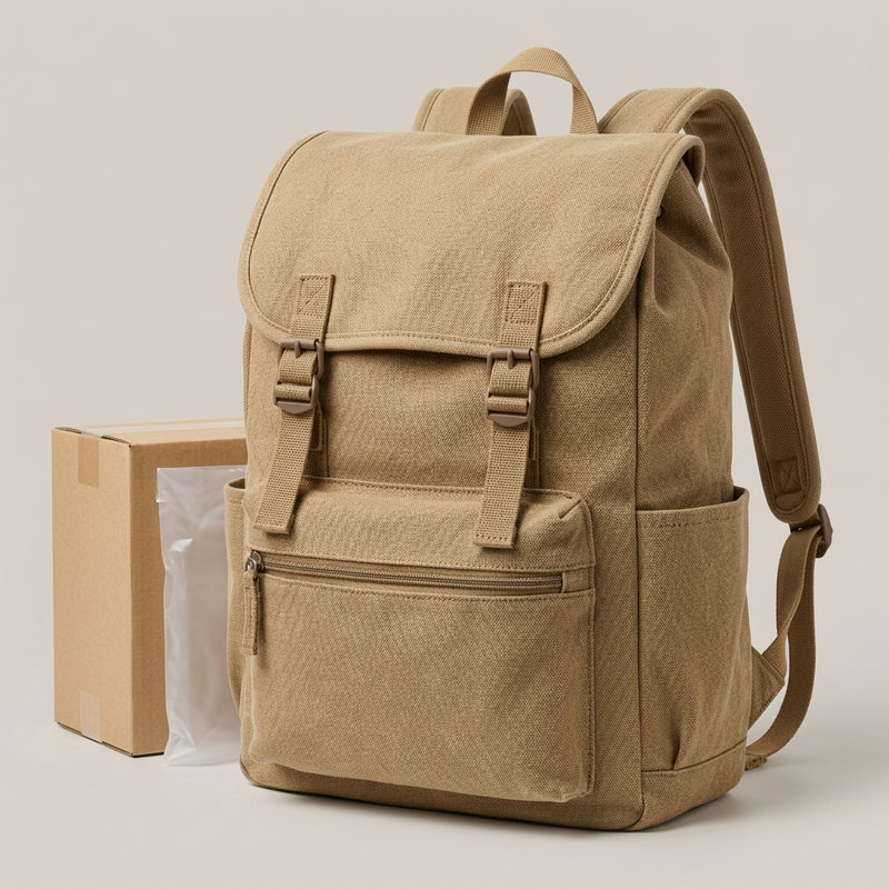 Sand Twin-Buckle Flap Backpack