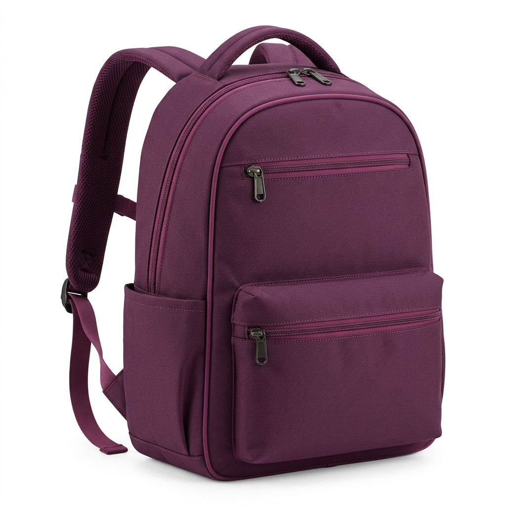 Plum Dual-Pocket Daily Backpack concept: white-background concept hero