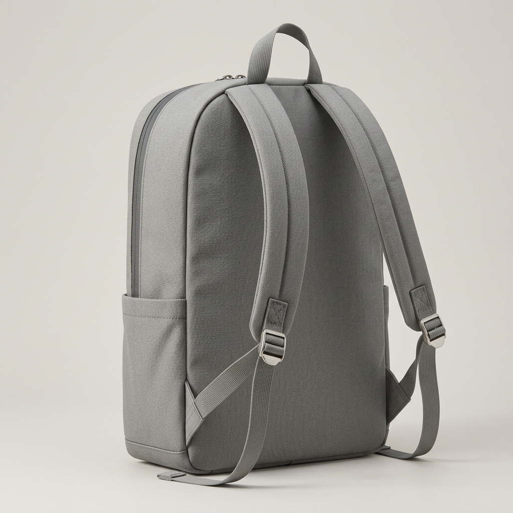 Stone Diagonal-Zip Urban Backpack concept: rear straps and handle