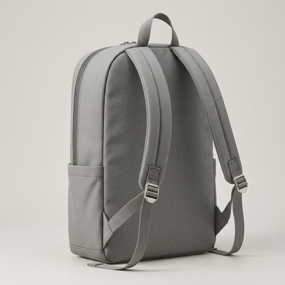 Stone Diagonal-Zip Urban Backpack concept: rear straps and handle
